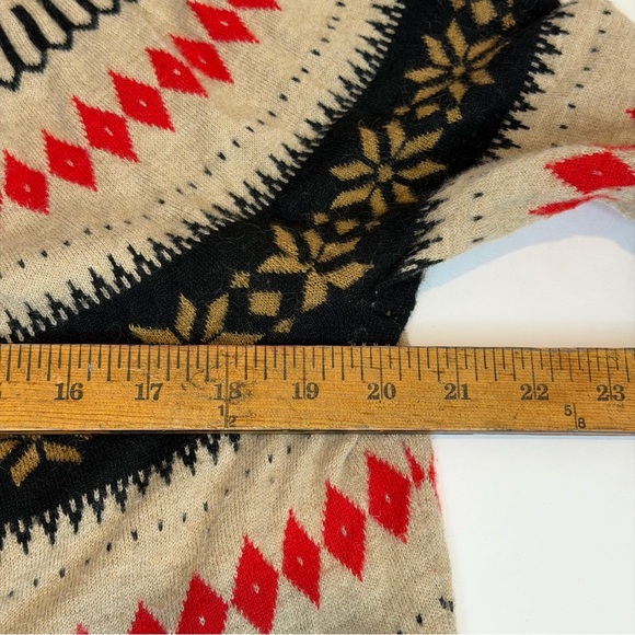 Talbots Fair Isle Sweater XL Black Red Nordic Wool Blend Winter Lodge Cozy - Picture 6 of 8